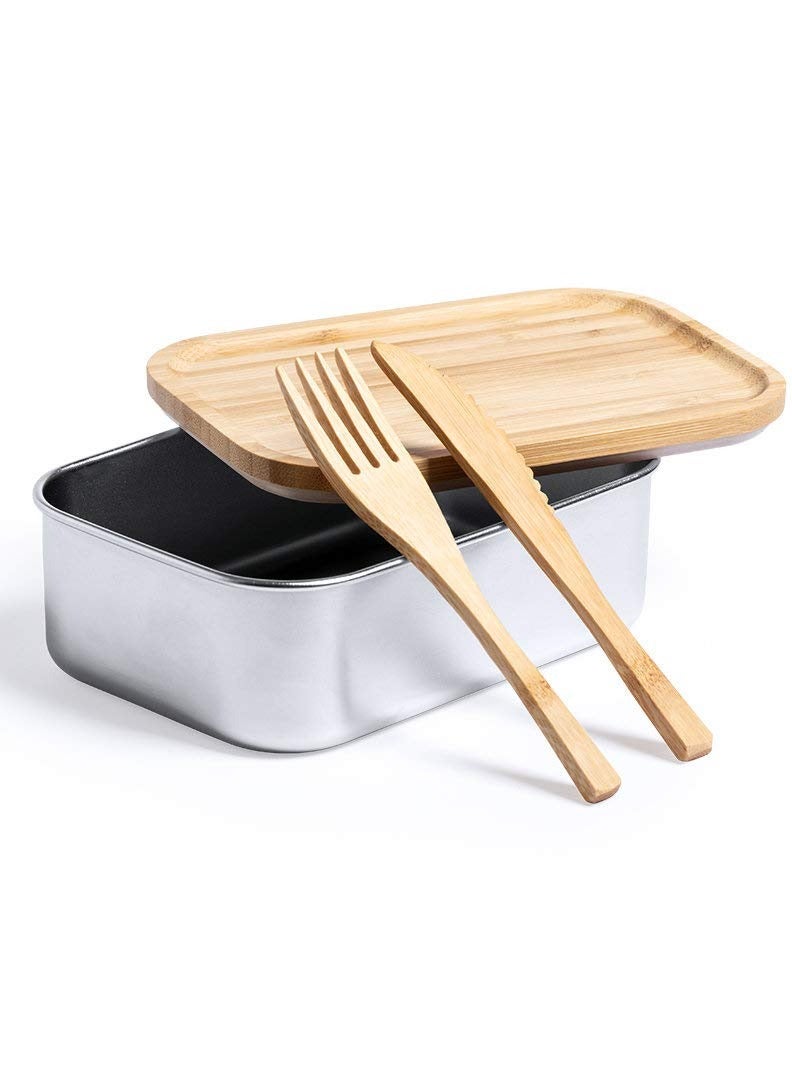 Jinou Lunch Box With Premium Quality Stainless Steel & Natural Bamboo Lid  - Image 2