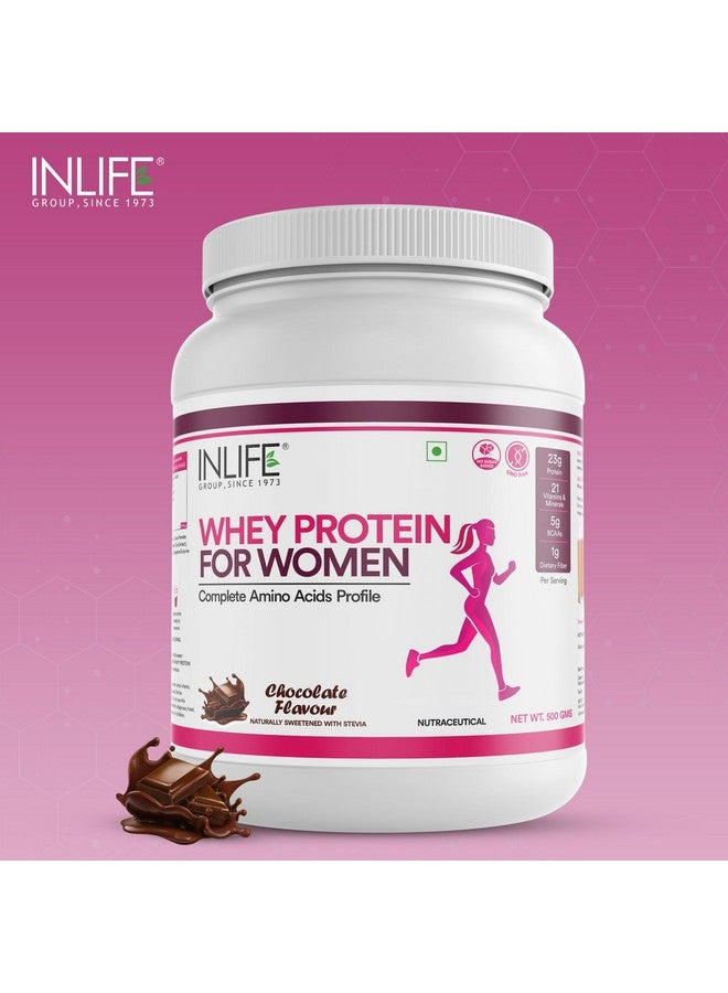 Inlife مسحوق بروتين مصل اللبن للنساء من INLIFE | أعشاب أيورفيدا، 23 جرام بروتين، 21 فيتامين ومعادن، أوميغا 3 6، إنزيمات هضمية، للشعر والبشرة والأظافر (500 جرام، شوكولاتة) - Image 4