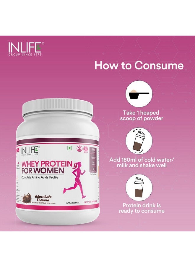Inlife مسحوق بروتين مصل اللبن للنساء من INLIFE | أعشاب أيورفيدا، 23 جرام بروتين، 21 فيتامين ومعادن، أوميغا 3 6، إنزيمات هضمية، للشعر والبشرة والأظافر (500 جرام، شوكولاتة) - Image 3
