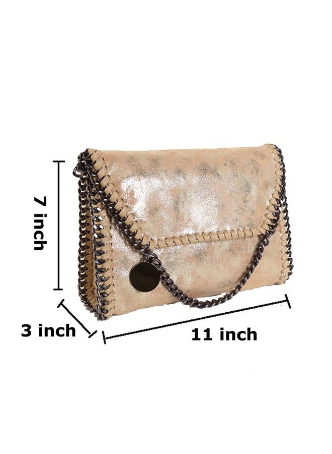 Beatfull Designer Chain Shoulder Purse for Women Soft Leather Quilted Clucth Fashion Message Crossbody bag, Gold, Large - Image 3