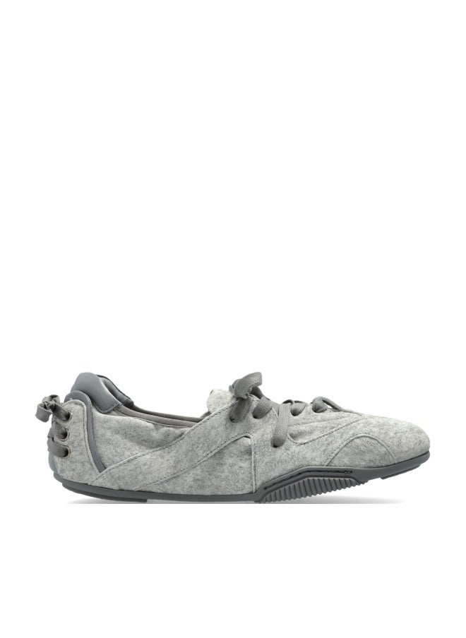 Arqa Women's Lace-up Casual Grey Frosted Grey Sneakers Fashionable Ballet Flats with Decorative Lacing Back Comfortable All-Day Tennis Walking Shoes Size 8 - Image 1
