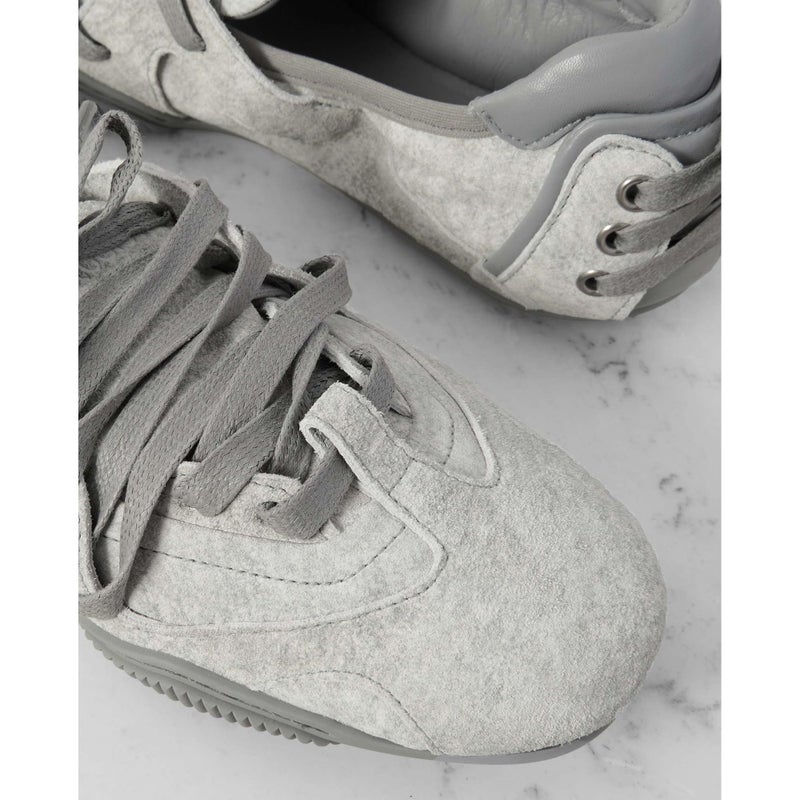 Arqa Women's Lace-up Casual Grey Frosted Grey Sneakers Fashionable Ballet Flats with Decorative Lacing Back Comfortable All-Day Tennis Walking Shoes Size 8 - Image 5