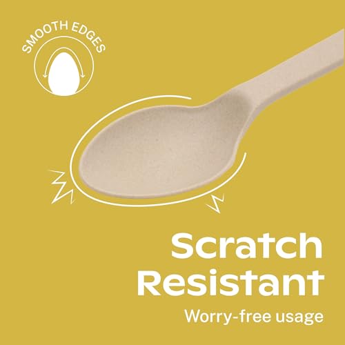 CORAL Light Brown 100% Compostable Spoons & Forks Set - 220 Pieces - No Plastic Utensil 110 Forks, 110 Soup Spoons - Break Resistant with Smooth Edges, Ocean Friendly Alternative to Plastic Silverware - Image 5