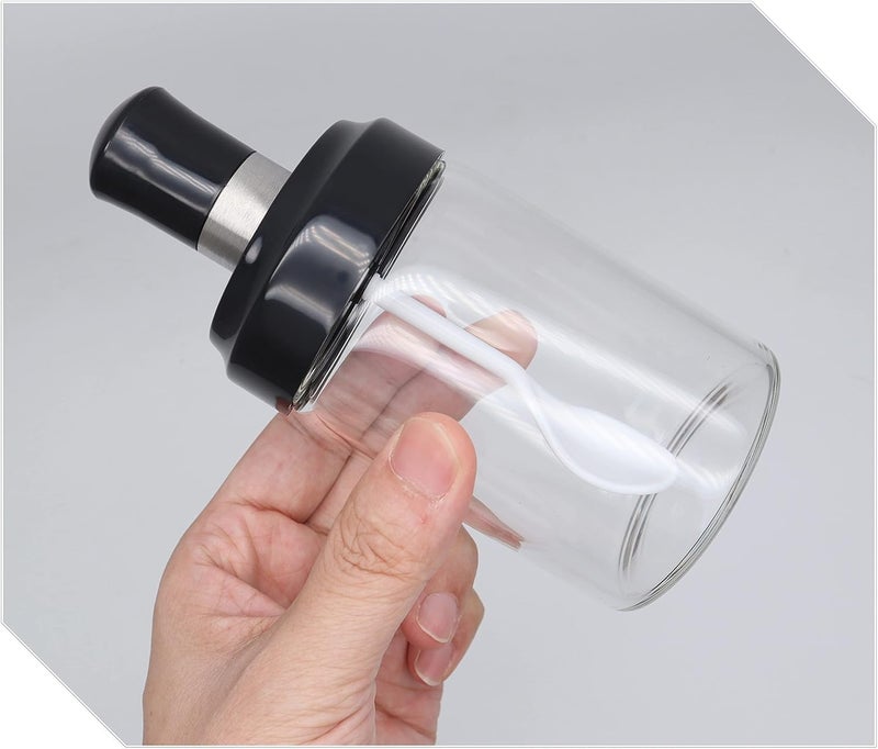 Condiment Pots with Spoon and Lid Clear Glass Containers Jars for Storing and Dispensing Spice Salt Sugar Pepper - Image 2