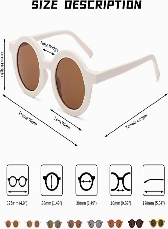 Kids Sunglasses, Retro Cute Round Sunglasses for Kids Girls Boys Sunnies UV400 Protection Sun Glasses, Flexible Frame for Girls Boys Age 2-10 Morandi Sunglasses Fashion Beach Holiday (Pink+White) - Image 4