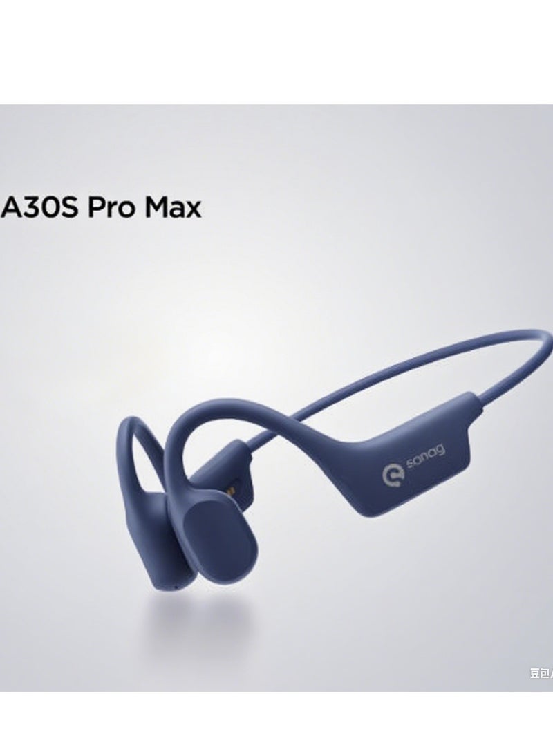 Sanag A30S Pro Max 16G Wireless Earphones Air Conduction Headphones Bluetooth 5.0 with Mic,Titanium Lightweight,Waterproof,Music Answer Phone Call for Running Hiking Driving Cycling, Blue