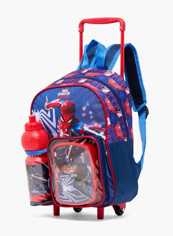 Marvel  Spider-Man Print 3-Piece School Trolley Bag Set For Boys 8-13 Years With Lunch Box  | Best Price UAE