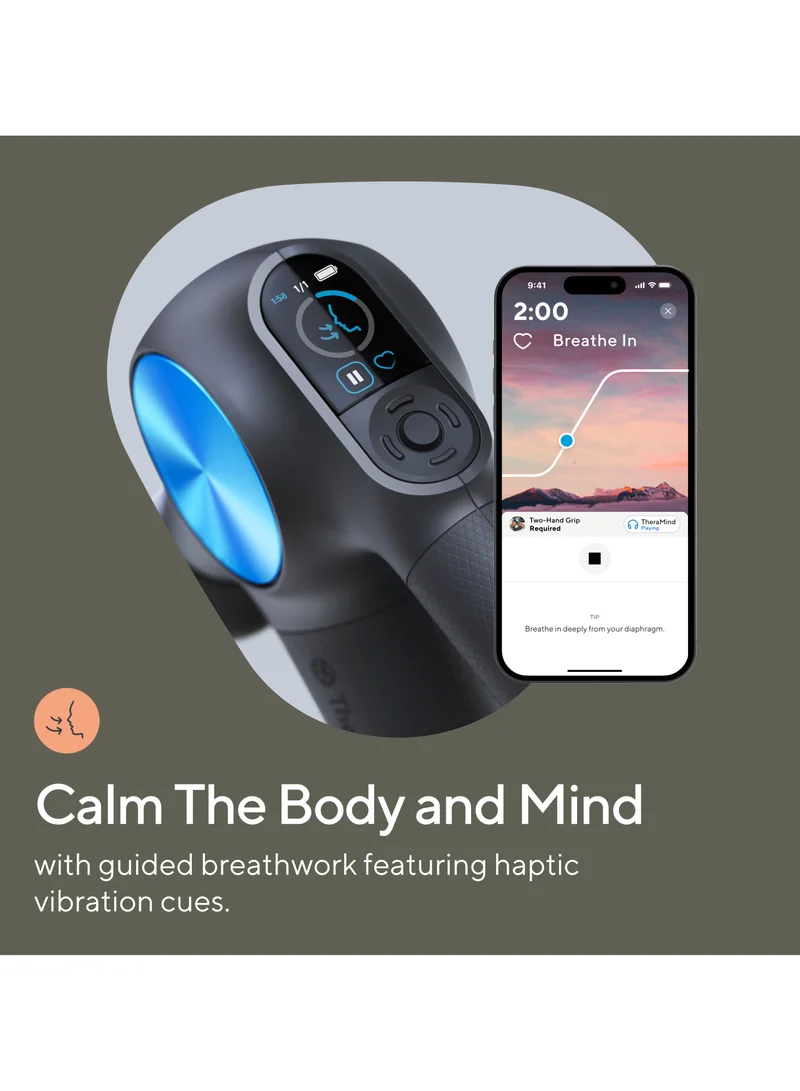 Therabody  TheraGun Pro Plus 6-in-1 Deep Tissue Percussion Massage Gun - Handheld Personal Massager for Full Body Pain Relief & Muscle Tension with Biometric Breathwork, Vibration & Heated Attachments  | Best Price UAE