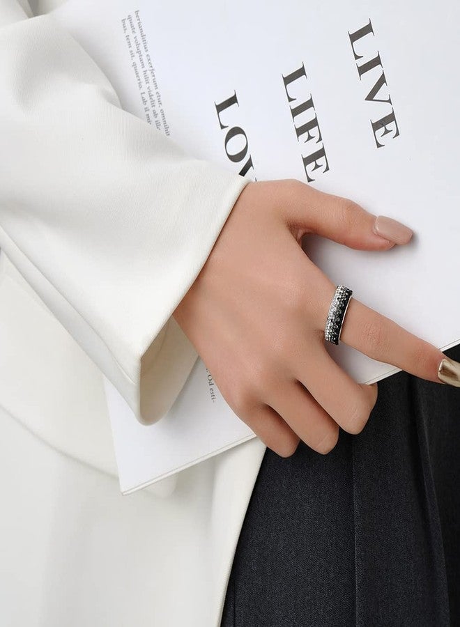 VQYSKO Simulated Diamond Gradual Black Eternity Band Ring for Women - 9 - Image 2