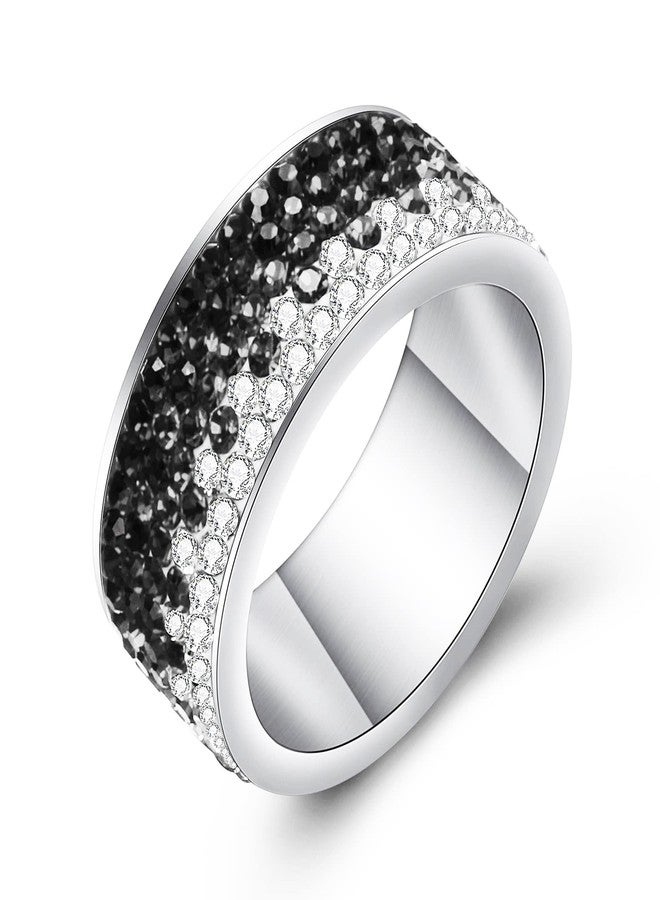 VQYSKO Simulated Diamond Gradual Black Eternity Band Ring for Women - 9 - Image 1