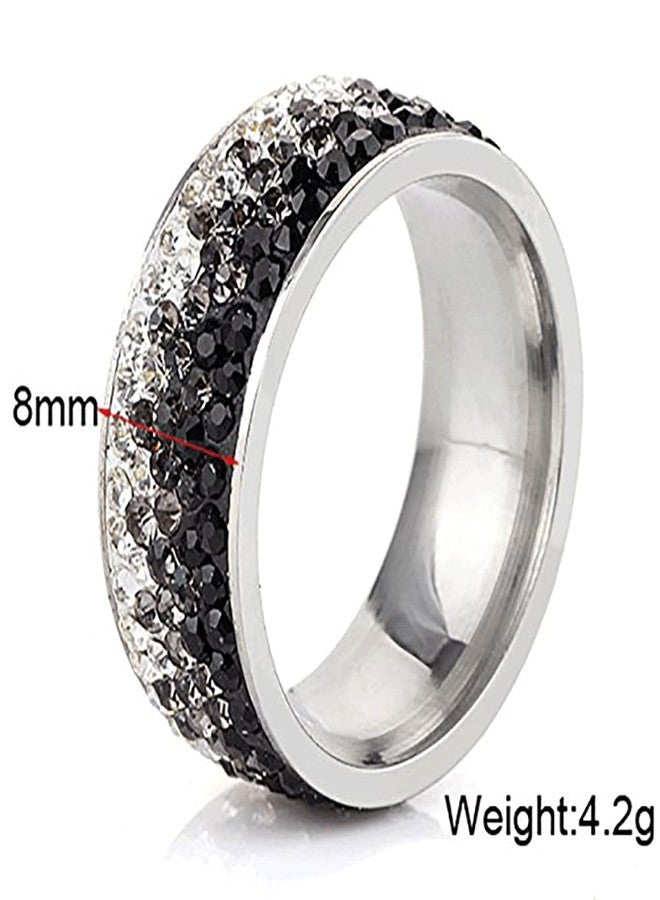 VQYSKO Simulated Diamond Gradual Black Eternity Band Ring for Women - 9 - Image 3