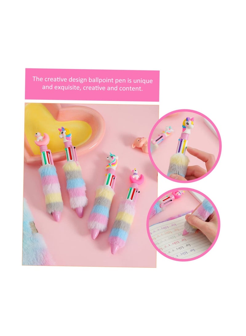 Excefore 4 Pcs Unicorn Ballpoint Pen Mini Unicorn Plush Pens Retractable Gel Ink Pen Multicolor Pens Unique Writing Pen for Office Supplies Party Gifts Colored Pencils - Image 4