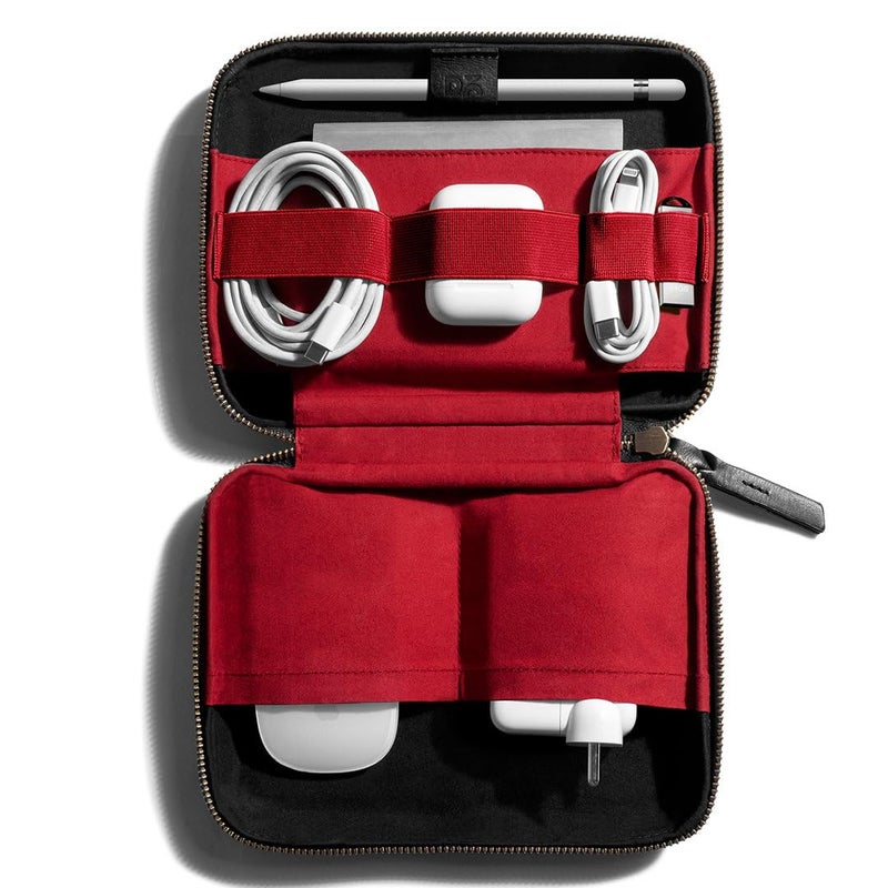 Daily Objects DailyObjects Leather Large Travel Digital Accessories Storage Bag | Portable Gadget Organizer Case | Zippered Tech Kit Organizer Pouch - Black - Image 5