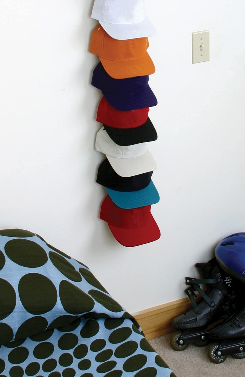 Perfect Curve Cap Rack System - Hat Rack Holds up to 18 Baseball Caps - Over Door Hanger and Organizer - Six Clips - Black - Image 3