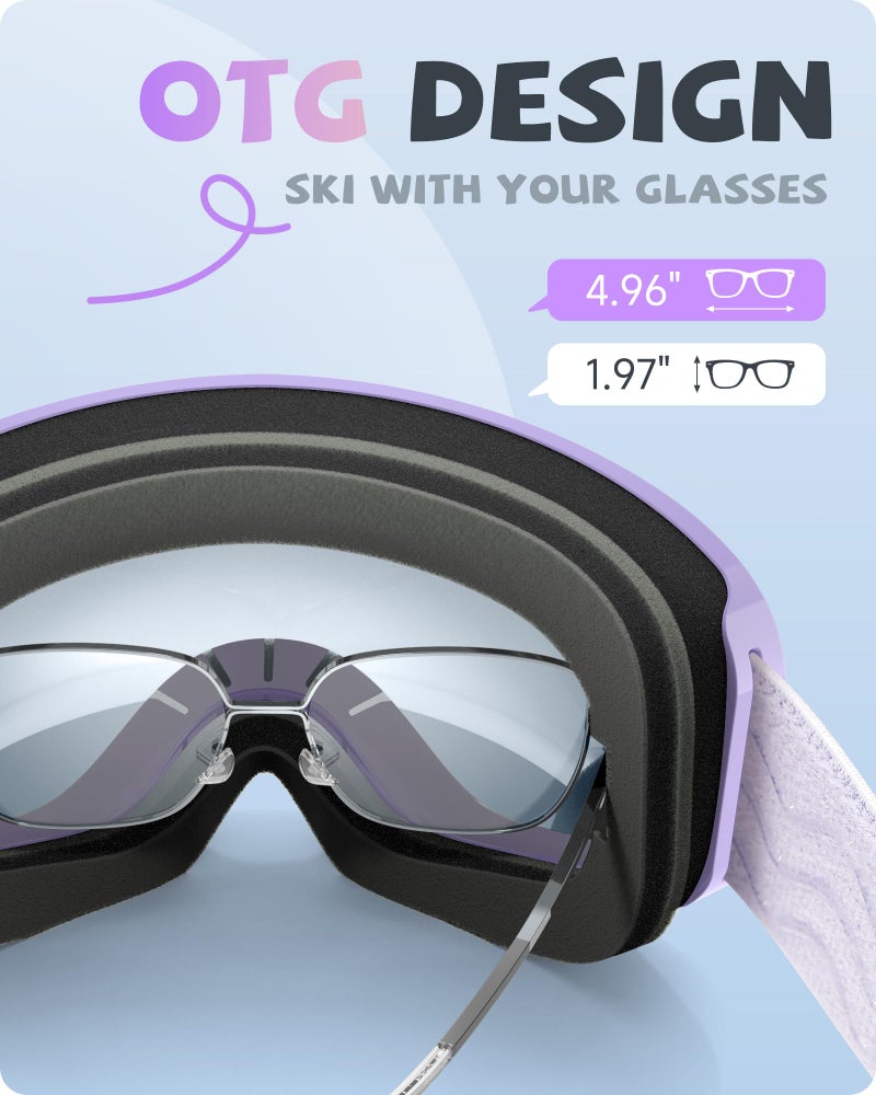 RIOROO Kids Ski Goggles for Boys Girls Aged 3-14, 100% UV Protection OTG Ski Goggles - Image 3