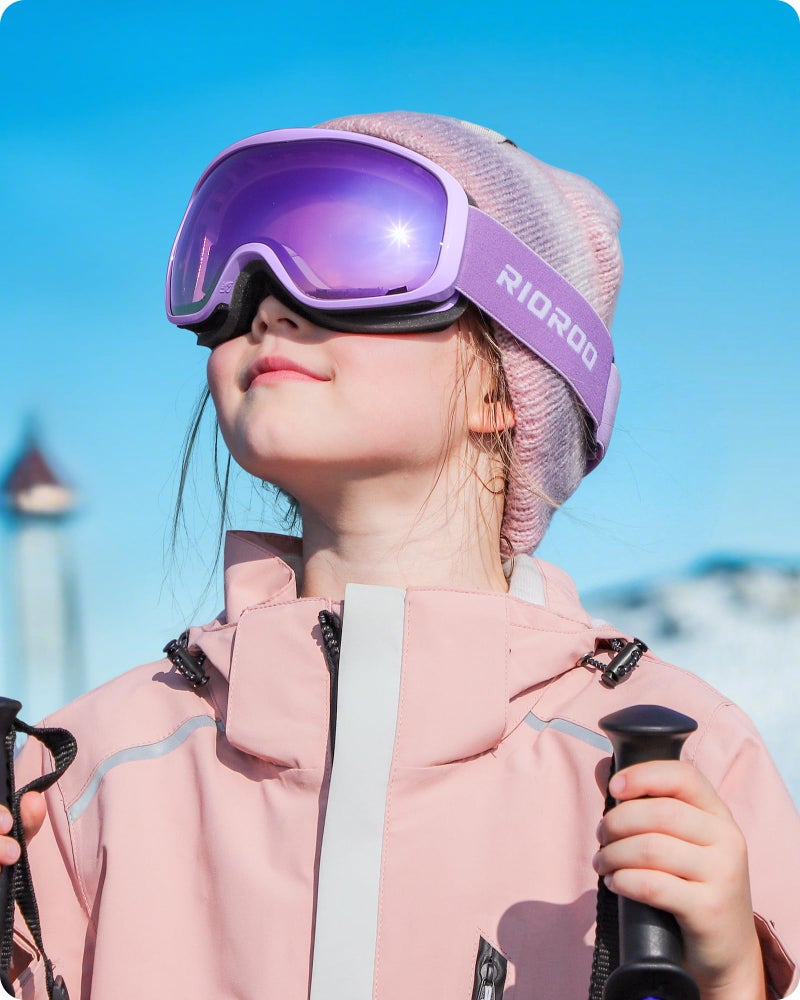 RIOROO Kids Ski Goggles for Boys Girls Aged 3-14, 100% UV Protection OTG Ski Goggles - Image 5