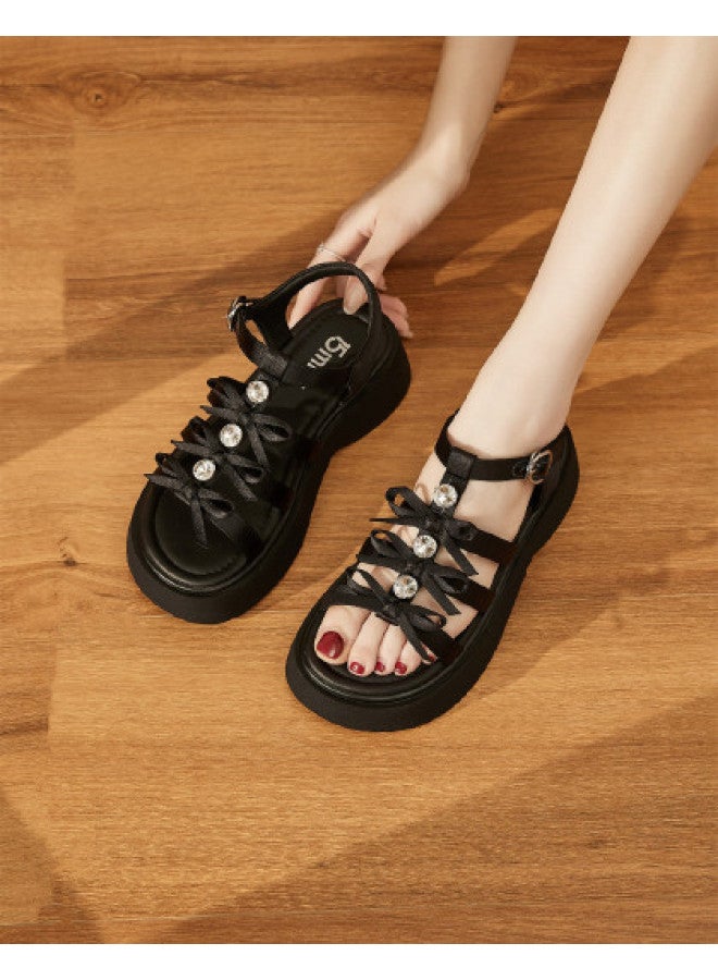 15MINS Same As In-store】chunky Platform Roman Sandals Women's 2025 Summer New Beach Sandals Versatile Soft-soled Shoes - Image 1
