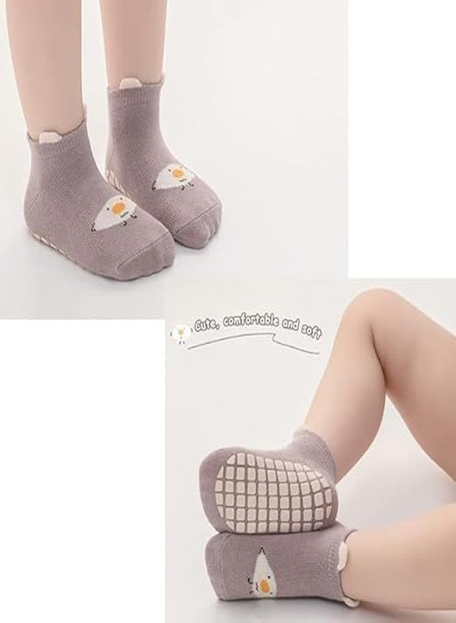 Lemonzza Adorable Non-Slip Baby Socks Set with Cute Animal Patterns and Soft Grip Bottoms for Newborns, Infants, and Toddlers - Breathable Cotton Anti-Skid Ankle Socks for Boys and Girls - Image 2