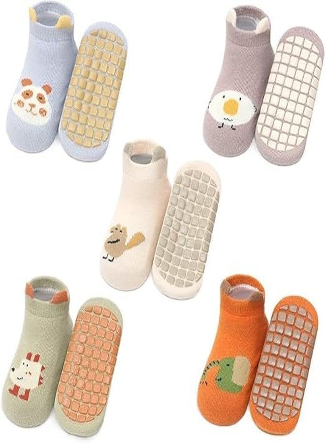 Lemonzza Adorable Non-Slip Baby Socks Set with Cute Animal Patterns and Soft Grip Bottoms for Newborns, Infants, and Toddlers - Breathable Cotton Anti-Skid Ankle Socks for Boys and Girls - Image 1