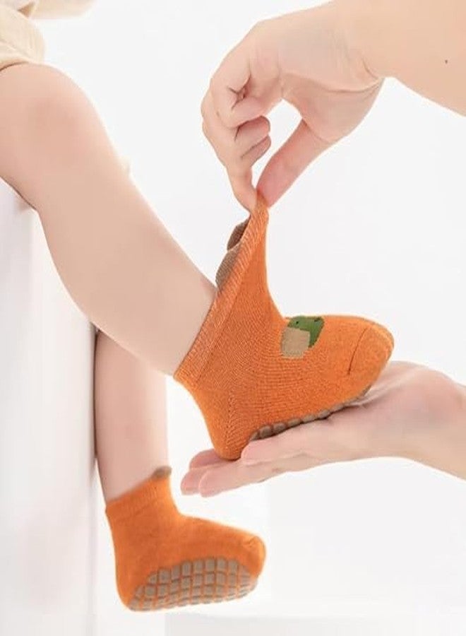Lemonzza Adorable Non-Slip Baby Socks Set with Cute Animal Patterns and Soft Grip Bottoms for Newborns, Infants, and Toddlers - Breathable Cotton Anti-Skid Ankle Socks for Boys and Girls - Image 4