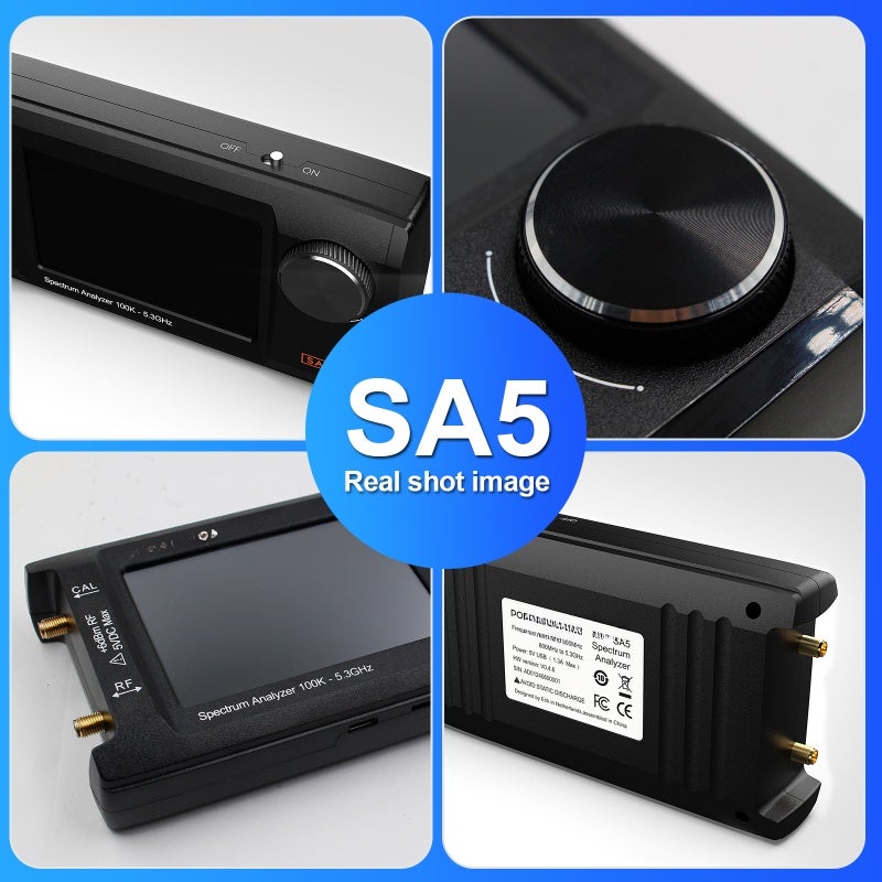 محلل طيف محمول مطور بشاشة IPS LCD قياس 4 بوصة SA5 محلل طيف متعدد الوظائف 100 كيلو هرتز - 5.3 جيجا هرتز مولد إشارة 2 في 1 بطارية مدمجة بسعة كبيرة 5000 مللي أمبير قابل للتوصيل بالكمبيوتر - Image 2