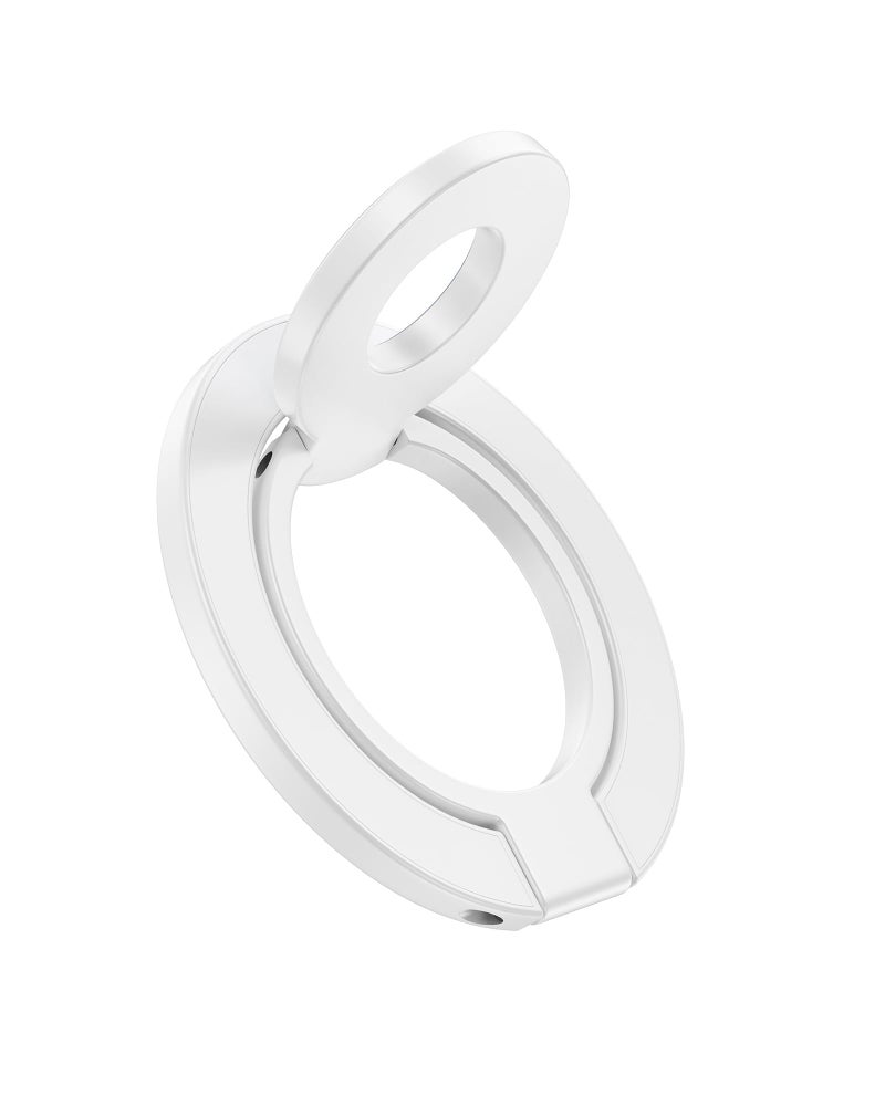 AILKIN MagSafe Phone Ring Holder, Dual-Side Magnetic Grip Stand with Metal Ring, Foldable Kickstand for iPhone 17 16 15 14 13 12, Wireless Charging Compatible, Works with Magnetic Car Mounts & Desks-White - Image 1