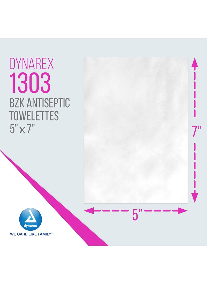 Dynarex Dynarex BZK Antiseptic Towelettes Moist Sanitizing Towelettes Designed to Prevent Infection in Minor Wounds 5x7 Disposable  Individually Wrapped 1 Box of 100 Packaging May Vary  - Image 2