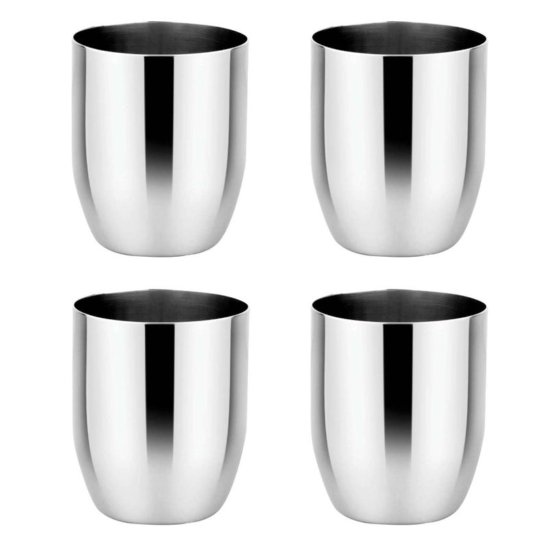 Ahimsa Stainless Steel Kids Cups, Pediatrician Designed, Premium Polished Toddler Cups for Open Cup Training, 8oz, 100% BPA Free & Dishwasher Safe, Classic Silver, Set of 4 - Image 1