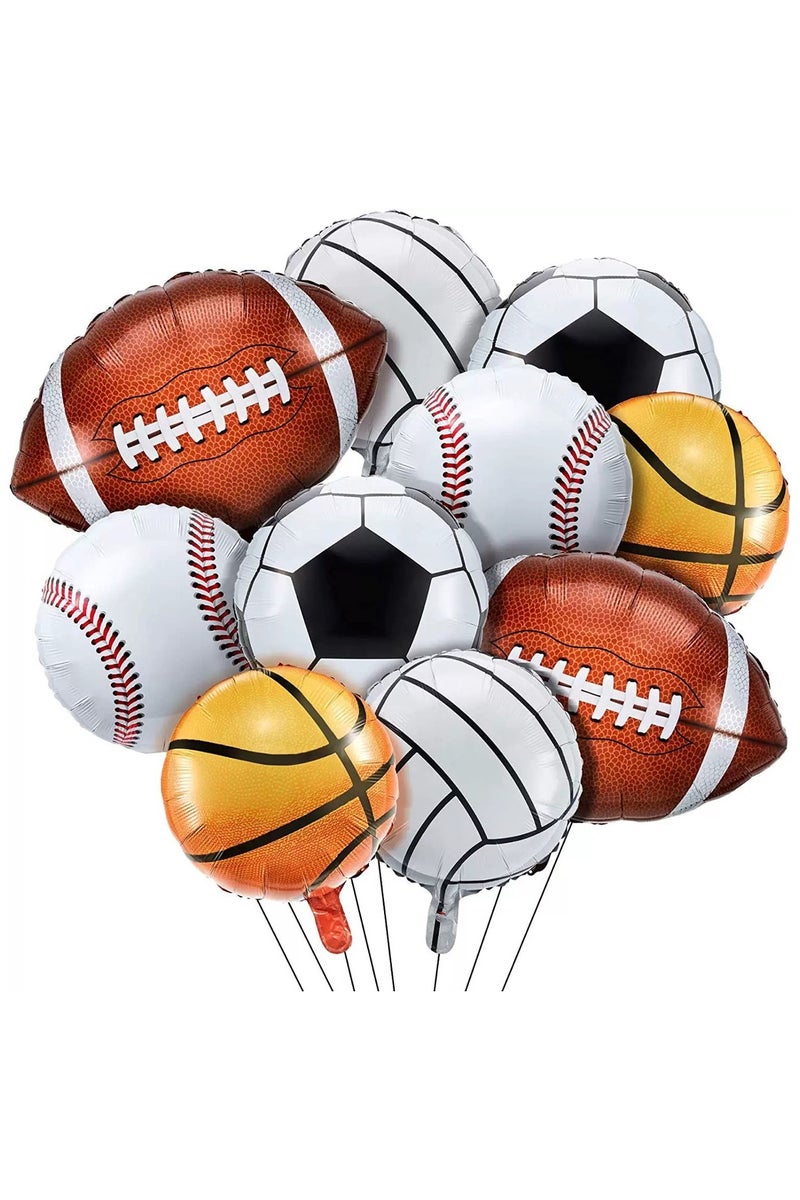 Giant Mylar Sports Balloons All Sports Birthday Party Decorations Football, Soccer, Basketball Balloons All-Star Baby Shower Decorations (18-inch, Pack of 10) - Image 1
