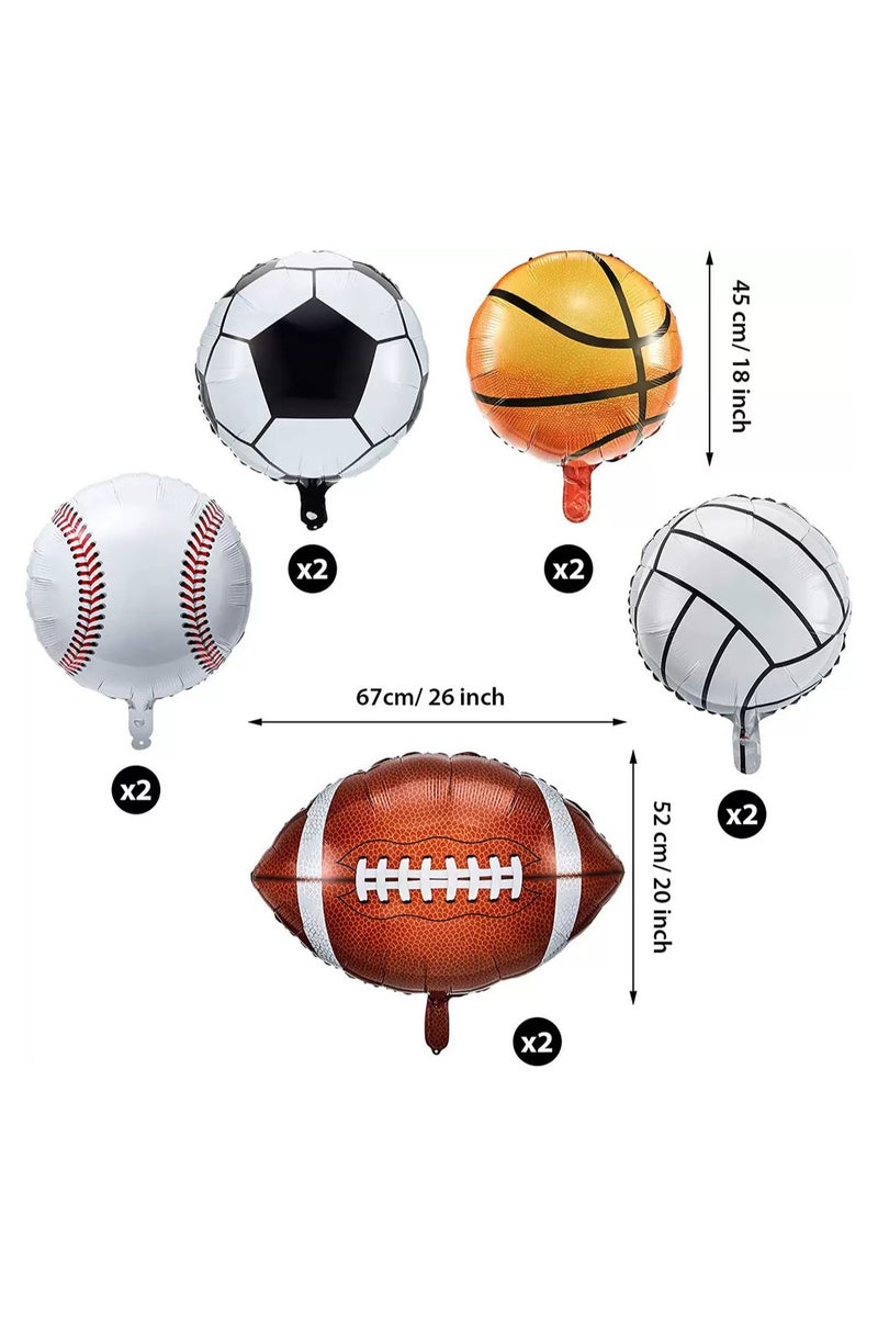 Giant Mylar Sports Balloons All Sports Birthday Party Decorations Football, Soccer, Basketball Balloons All-Star Baby Shower Decorations (18-inch, Pack of 10) - Image 2