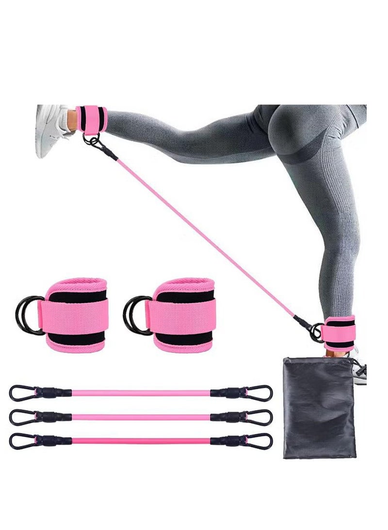XiuWoo Ankle Resistance Bands with Cuffs,Ankle Bands for Working Out,Ankle Resistance Band for Leg,Booty Workout Equipment for Kickbacks Hip Fitness Training,Exercise Bands for Lift Women, pink - Image 1