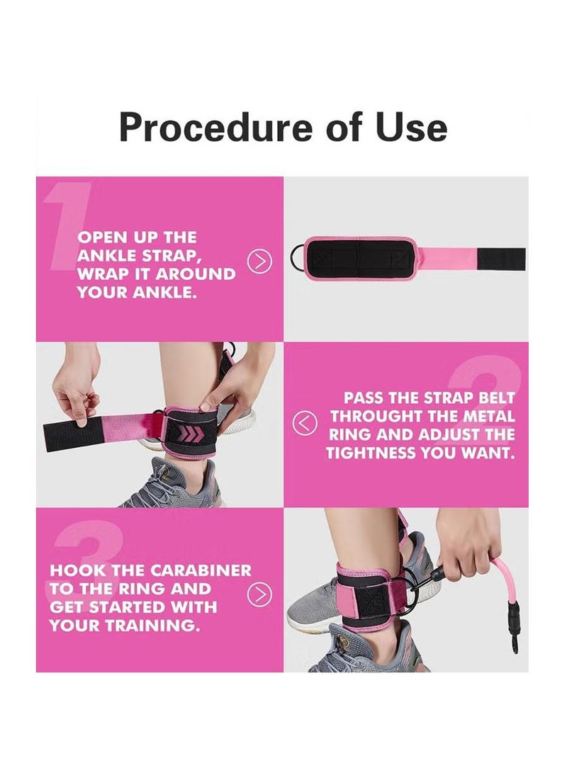 XiuWoo Ankle Resistance Bands with Cuffs,Ankle Bands for Working Out,Ankle Resistance Band for Leg,Booty Workout Equipment for Kickbacks Hip Fitness Training,Exercise Bands for Lift Women, pink - Image 3