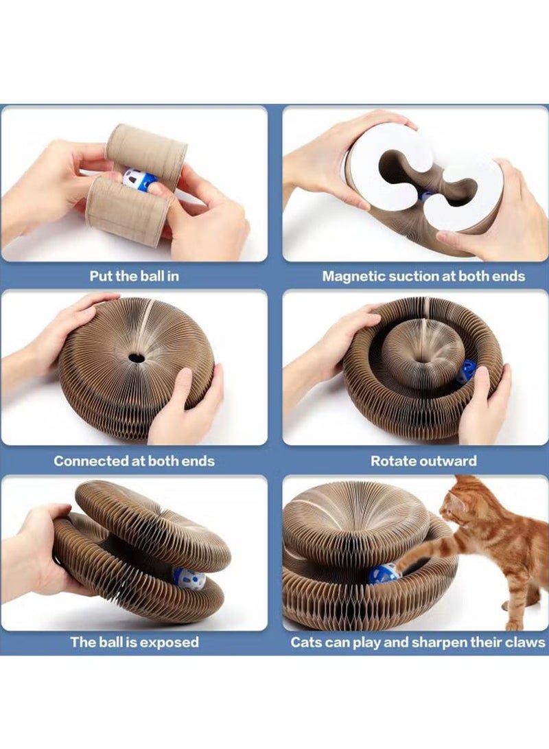 Kidle لوح خدش للقطط من الجهاز المغناطيسي، لوح خدش للقطط من الورق المموج المتغير، لعبة للقطط (أبيض) - Image 3