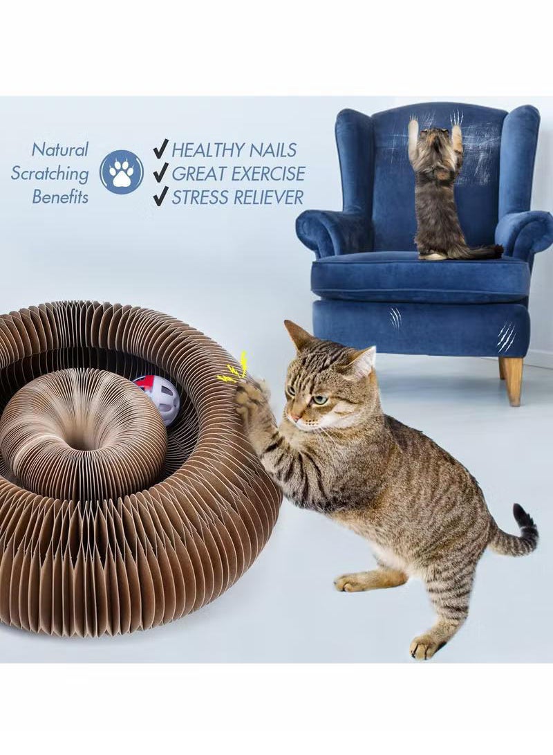 Kidle لوح خدش للقطط من الجهاز المغناطيسي، لوح خدش للقطط من الورق المموج المتغير، لعبة للقطط (أبيض) - Image 4