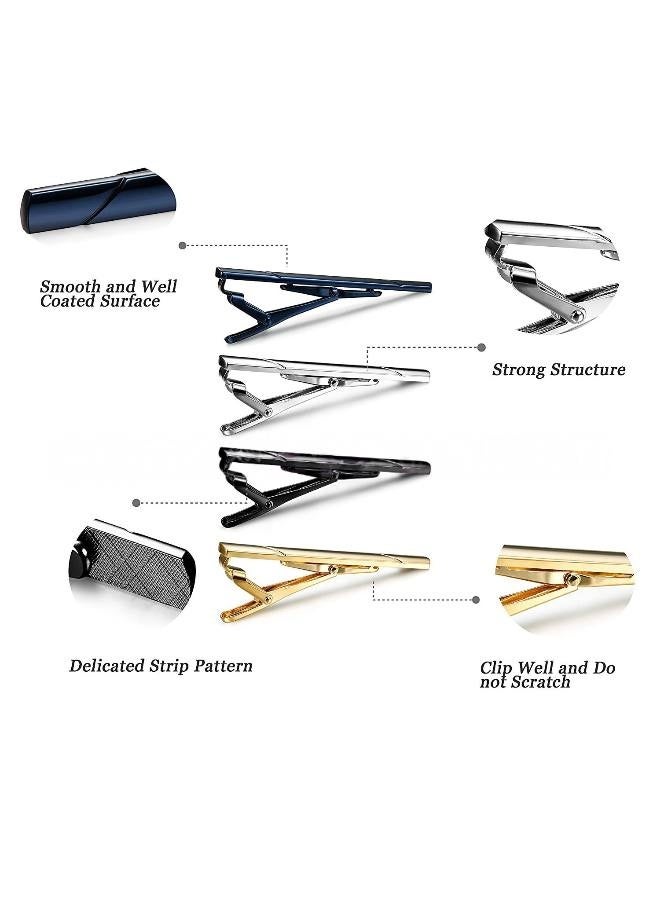 Tie Clips for Men, 4 Pack Classic Tie Clip Silver Necktie Tie Bar Pinch Clips Suitable for Wedding Anniversary Business and Daily Life 2.28 inch - Image 2