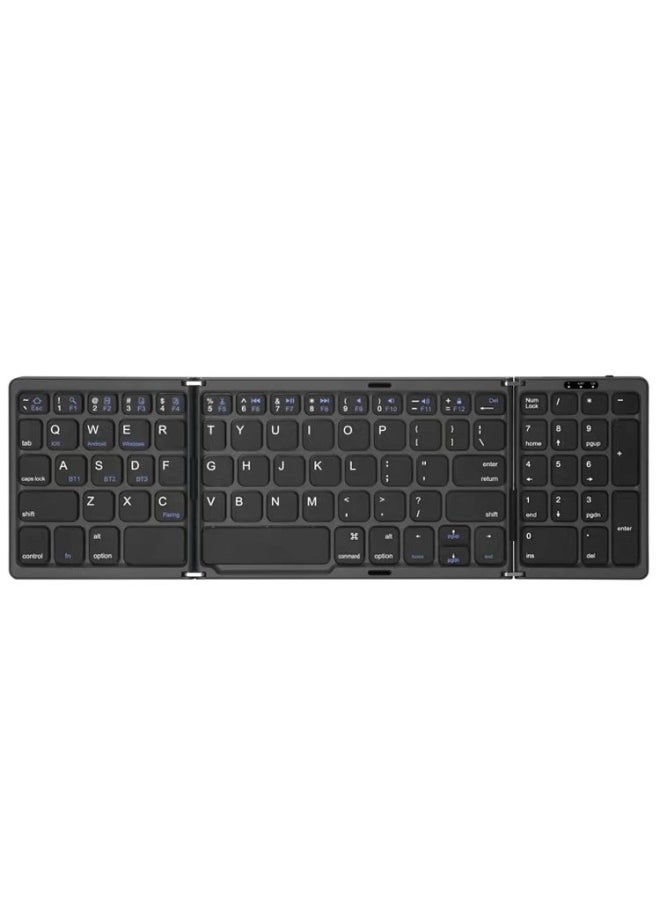 Type-c Charging Three-fold Folding Bluetooth Keyboard With Touch Wireless Bluetooth Keyboard Silent Dual-mode Charging Mouse-Specifications:Storage Bag