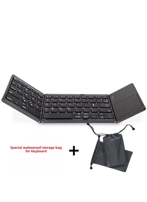 Type-c Charging Three-fold Folding Bluetooth Keyboard With Touch Wireless Bluetooth Keyboard Silent Dual-mode Charging Mouse-Specifications:Storage Bag