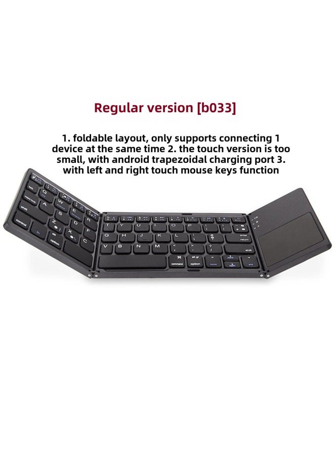 Type-c Charging Three-fold Folding Bluetooth Keyboard With Touch Wireless Bluetooth Keyboard Silent Dual-mode Charging Mouse-Specifications:Storage Bag