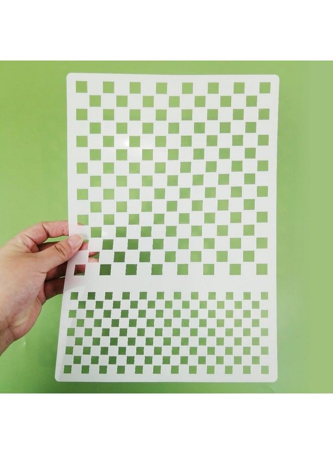 CODOHI 4 Pcs Checkerboard Stencils With 4 Pcs Harlequin Stencils 8 Pcs Checks & Diamonds Stencils Repeating Shape Stencils Reusable Mylar Plastic Templates For Painting On Wood Pillows Wall Door A4 Size - Image 4