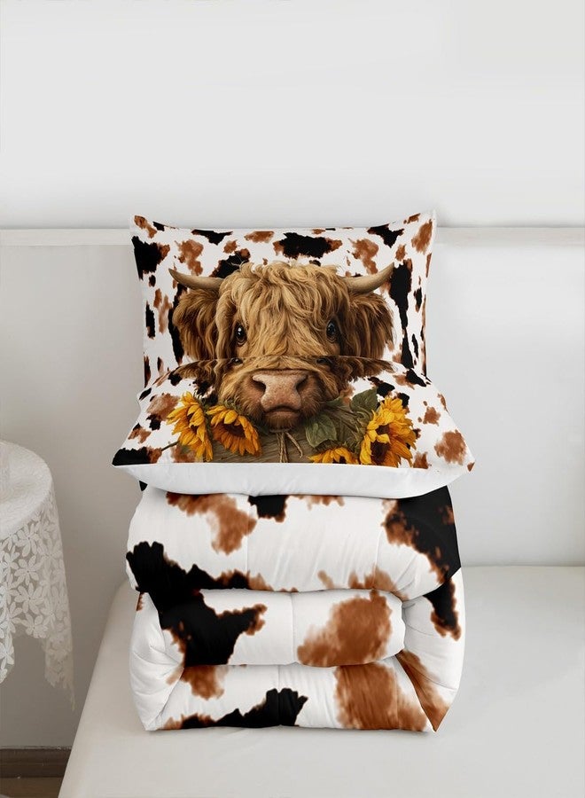Feelyou Highland Cow Comforter Set All Season Cowhide Pattern Bedding Set with 2 Pillow Cases Western Farm Animal Skin Kids King Bedclothes Cow Fur Print Bedroom Decor Duvet Quilt Breathable Soft - Image 4