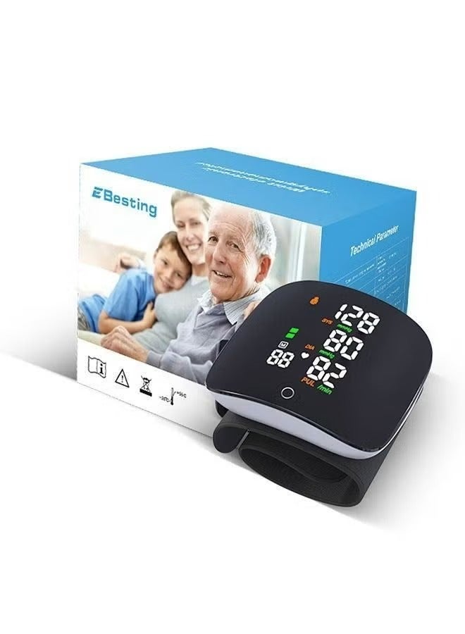 Blood Pressure Monitor Contact Screen Three-color Display Wrist Measurement Two-person Memory Records Voice Broadcast for Elderly - Image 3