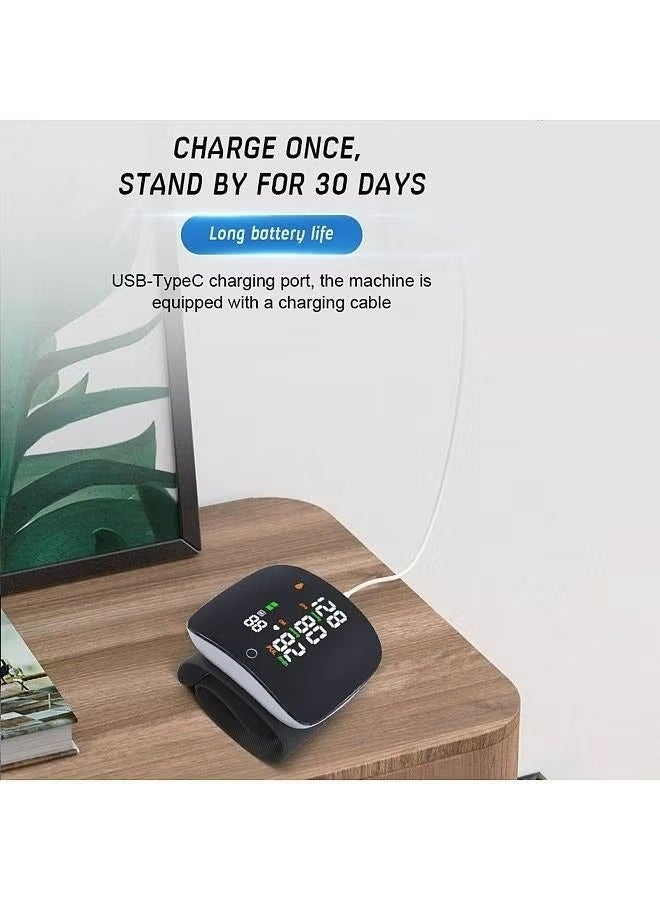 Blood Pressure Monitor Contact Screen Three-color Display Wrist Measurement Two-person Memory Records Voice Broadcast for Elderly - Image 4