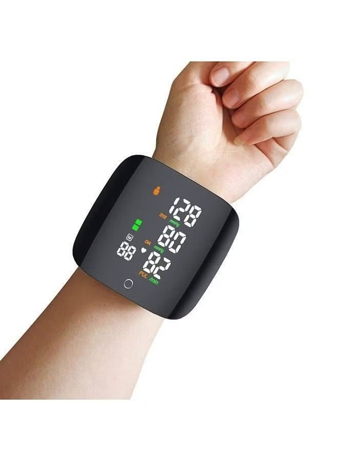 Blood Pressure Monitor Contact Screen Three-color Display Wrist Measurement Two-person Memory Records Voice Broadcast for Elderly - Image 2