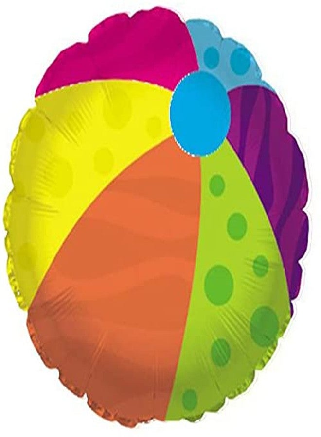 PMU Beach Ball 18 Inches Mylar Balloon (1/Pkg) Pkg/1 - Image 1