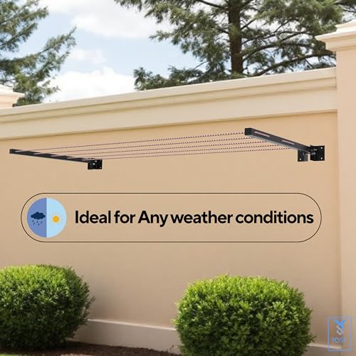 YOSY Cloth Drying Rope with Pulley for Easy Laundry | Durable Dryer for Clothes | Compact & Foldable Cloth Drying Stand for Indoor & Outdoor Use (Black 5 Layer) - Image 2