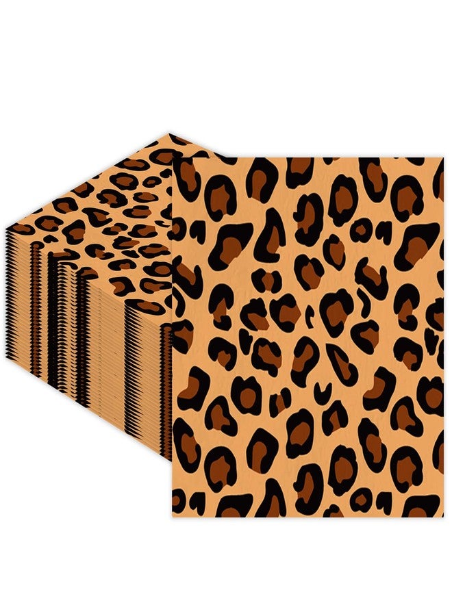 HiEnjoin 50PCS Leopard Party Napkins, Leopard Theme Birthday Napkins Disposable Cheetah Party Supplies for Parties Bridal Baby Shower Wedding Restaurant - Image 1