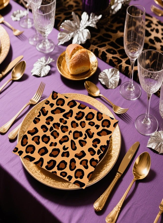 HiEnjoin 50PCS Leopard Party Napkins, Leopard Theme Birthday Napkins Disposable Cheetah Party Supplies for Parties Bridal Baby Shower Wedding Restaurant - Image 4