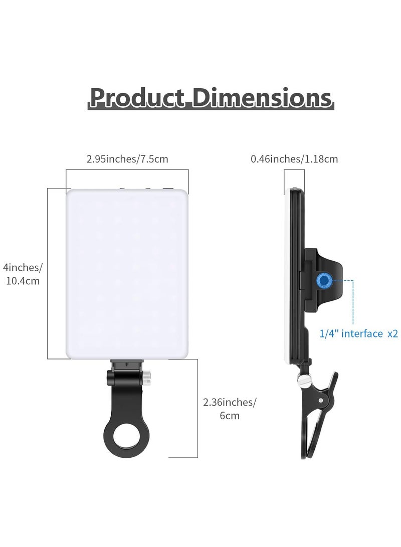 مصباح LED لصور السيلفي مع مشبك أمامي وخلفي للهاتف، طاقة عالية 60 مصباح LED 2000 مللي أمبير قابلة لإعادة الشحن، 3 أوضاع إضاءة، مصباح محمول بمشبك للهاتف/الكمبيوتر اللوحي/الكمبيوتر المحمول، مكالمات زووم، فيديو تيك توك - Image 5