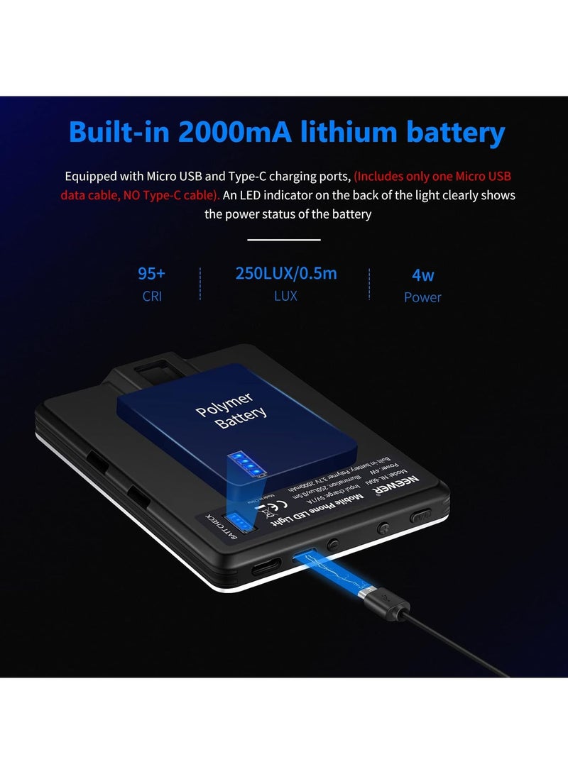 مصباح LED لصور السيلفي مع مشبك أمامي وخلفي للهاتف، طاقة عالية 60 مصباح LED 2000 مللي أمبير قابلة لإعادة الشحن، 3 أوضاع إضاءة، مصباح محمول بمشبك للهاتف/الكمبيوتر اللوحي/الكمبيوتر المحمول، مكالمات زووم، فيديو تيك توك - Image 4