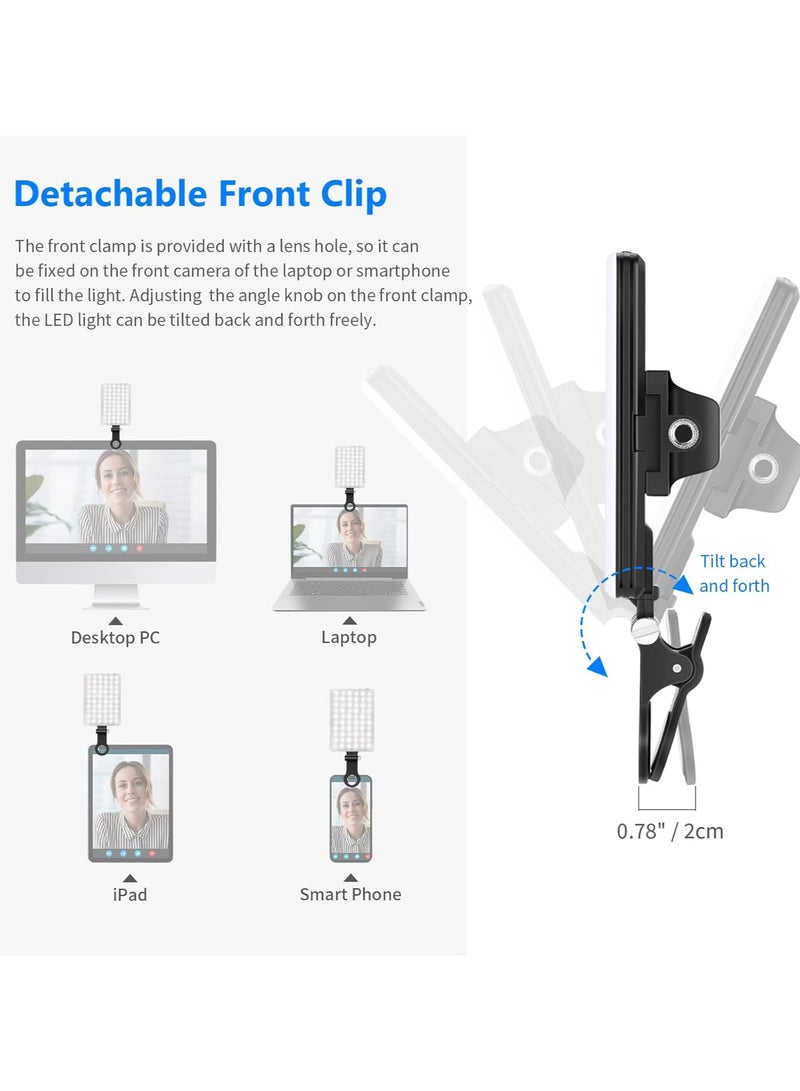 مصباح LED لصور السيلفي مع مشبك أمامي وخلفي للهاتف، طاقة عالية 60 مصباح LED 2000 مللي أمبير قابلة لإعادة الشحن، 3 أوضاع إضاءة، مصباح محمول بمشبك للهاتف/الكمبيوتر اللوحي/الكمبيوتر المحمول، مكالمات زووم، فيديو تيك توك - Image 2
